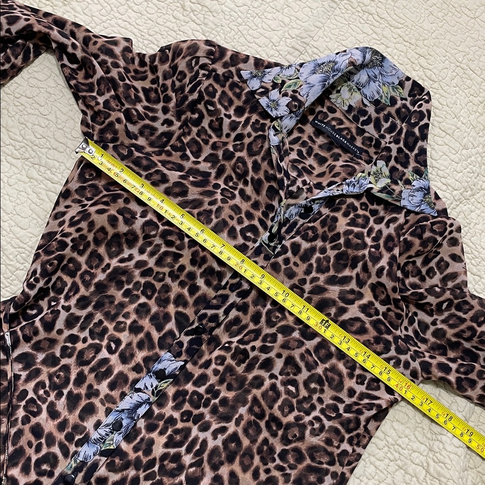 WHBM semi sheer, leopard and floral print button down dress - Picture 5 of 7
